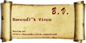 Bencsák Vince névjegykártya